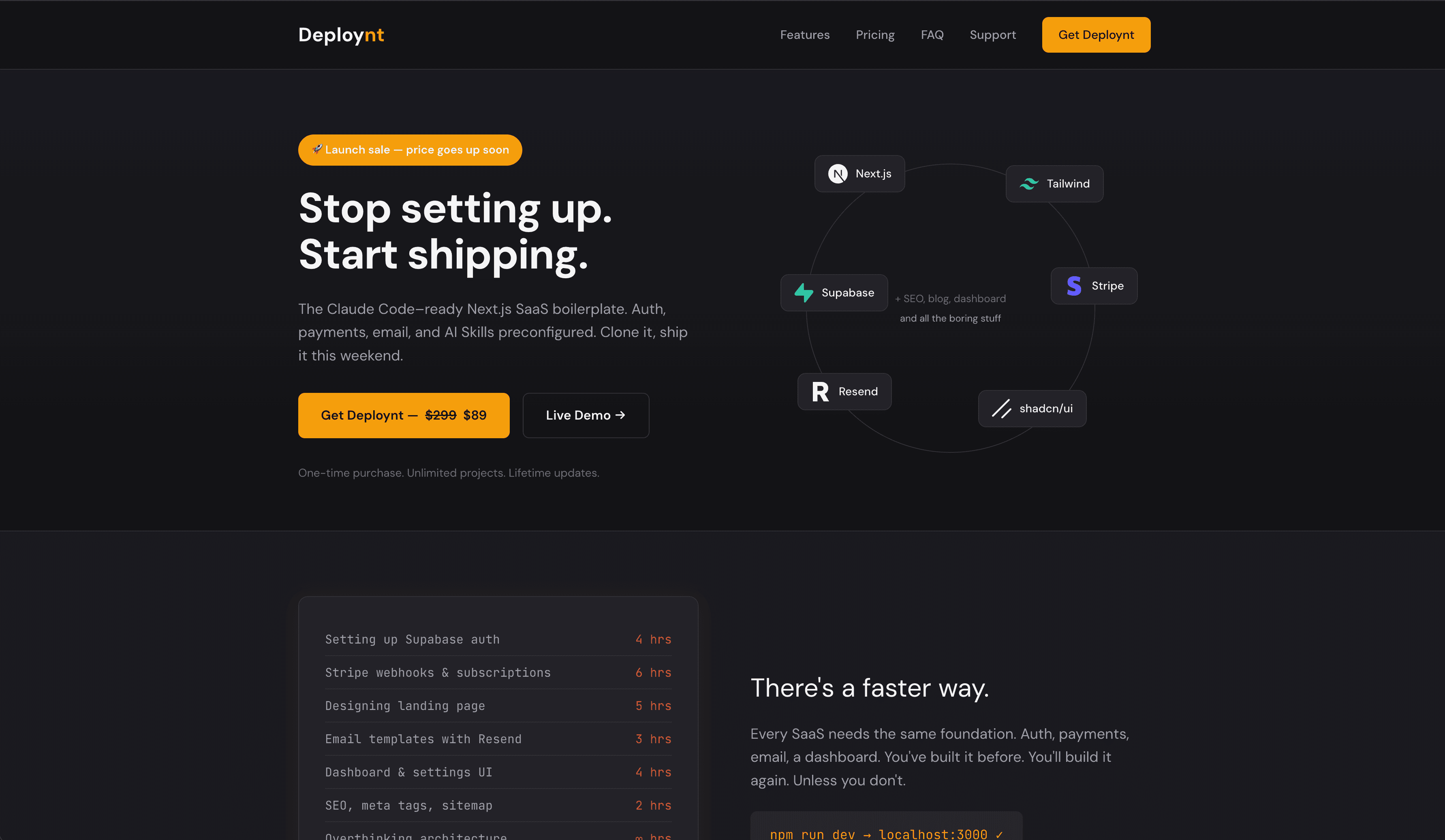 Deploynt SaaS boilerplate with authentication, Stripe billing, and dashboard built with Next.js and TypeScript